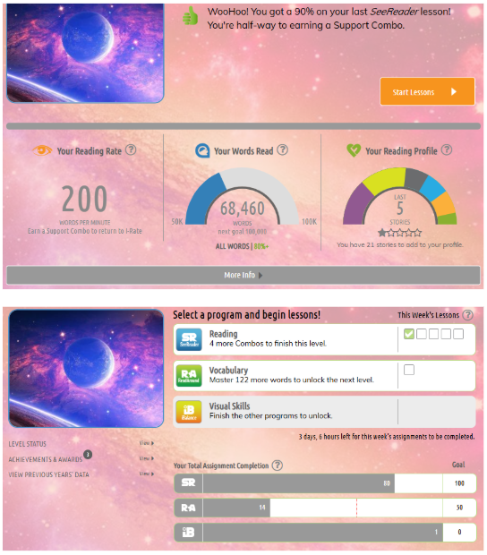 ReadingPlus Screens